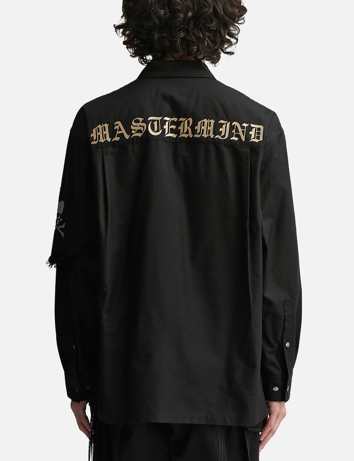 Shop Mastermind Japan Bandana Open Collar Long Sleeve Shirt In Black