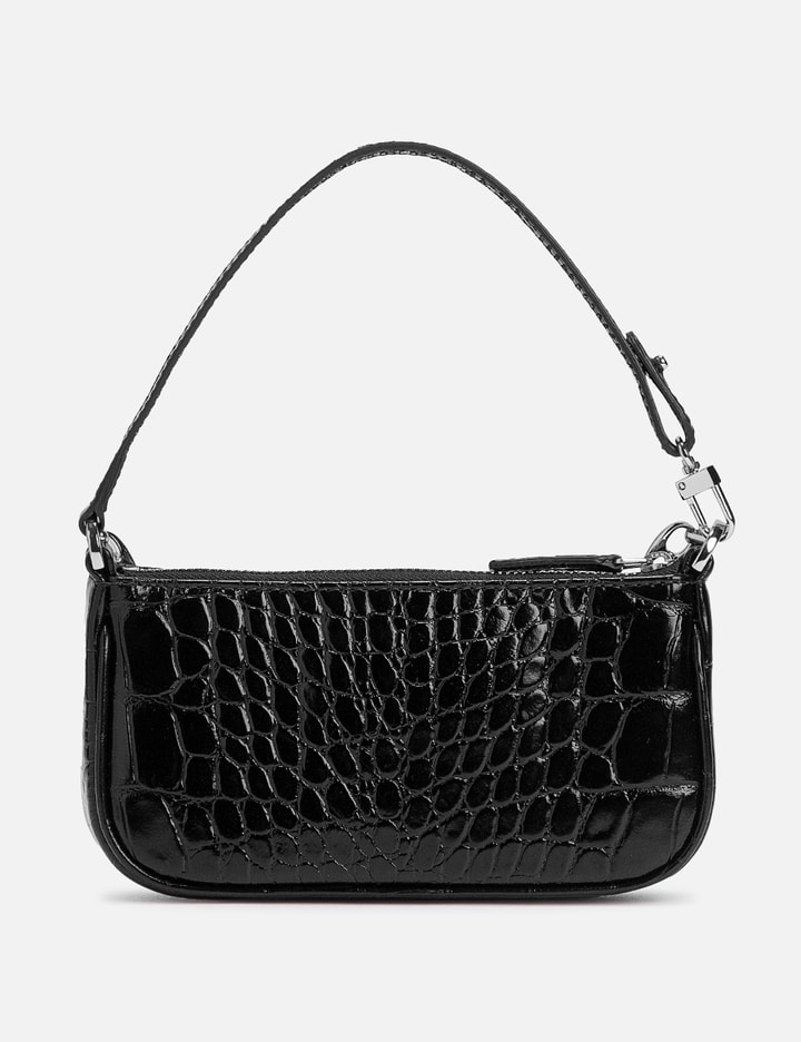 BY FAR Mini Rachel Semi Patent Leather Bag in Black