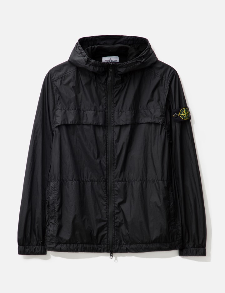 Shop Stone Island Garment Dyed Crinkle Reps R-ny Hooded Jacket In Black