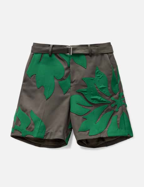 Sacai Floral Embroidered Patch Suiting Shorts