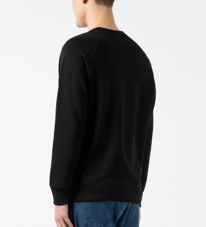 Black R-neck Sweater with Tricolor Fox Patch Placeholder Image