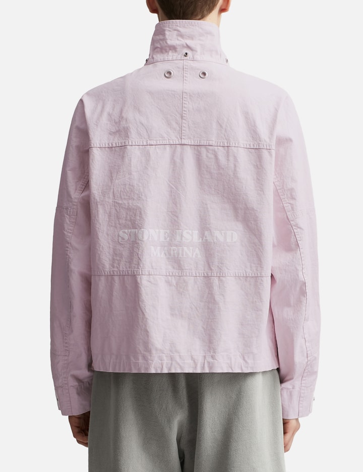 Shop Stone Island Marina_raw Plated Linen Hooded Blouson In Pink