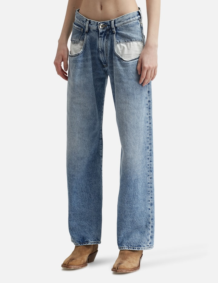 Straight Jeans With Contrasted Pockets Placeholder Image