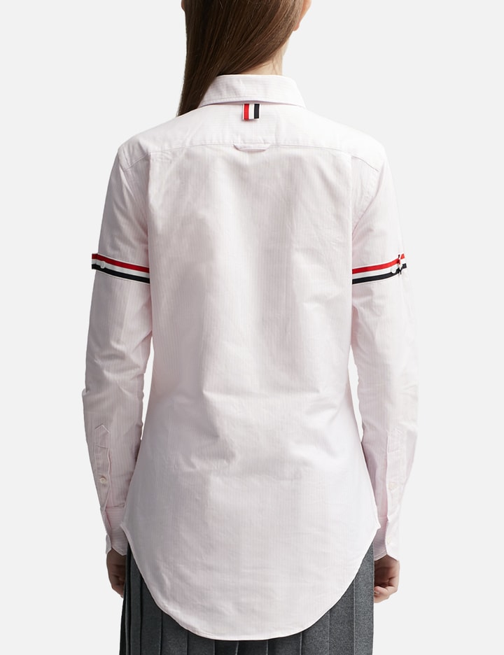 Shop Thom Browne Stripe Oxford Armband Classic Round Collar Shirt In Pink