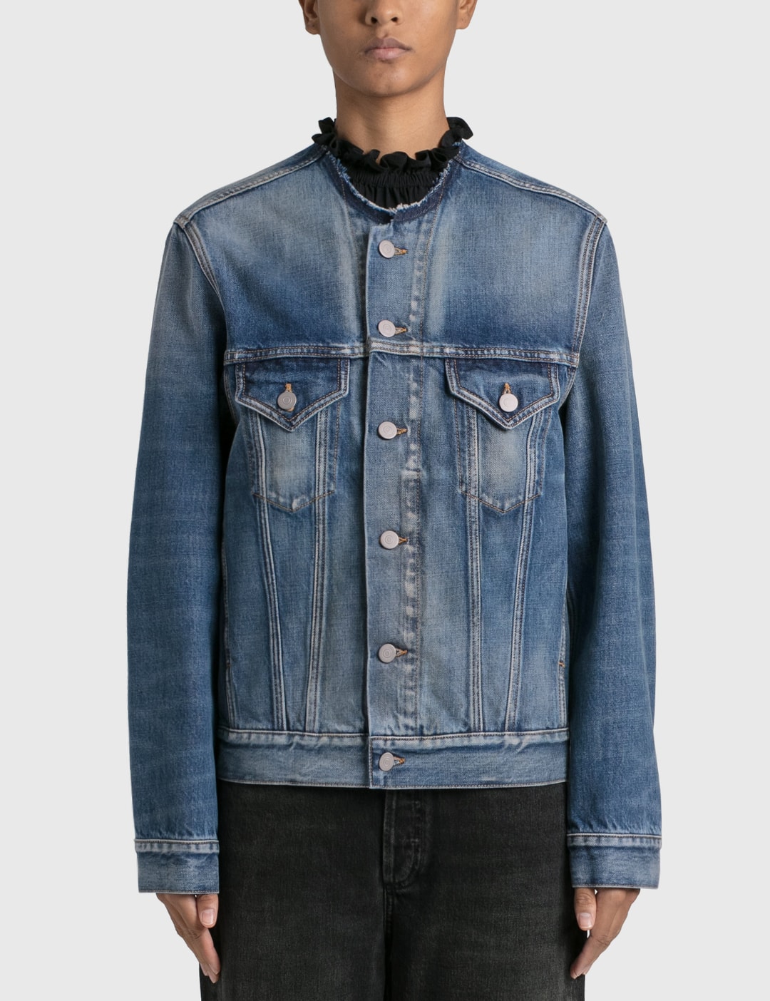 Maison Margiela Collarless Denim Jacket HBX