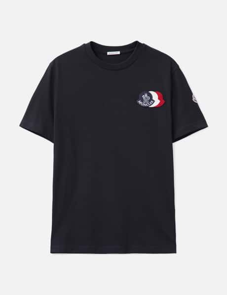 Moncler Embroidered Tricolour Logo Cotton T-Shirt
