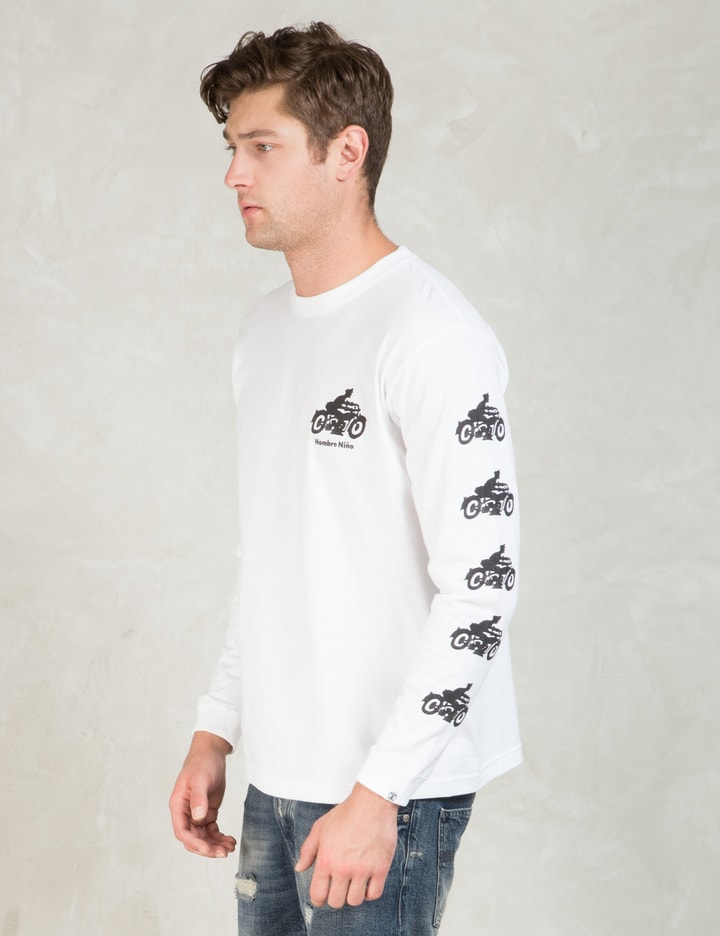 White Motorcycle Print L/S T-shirt Placeholder Image