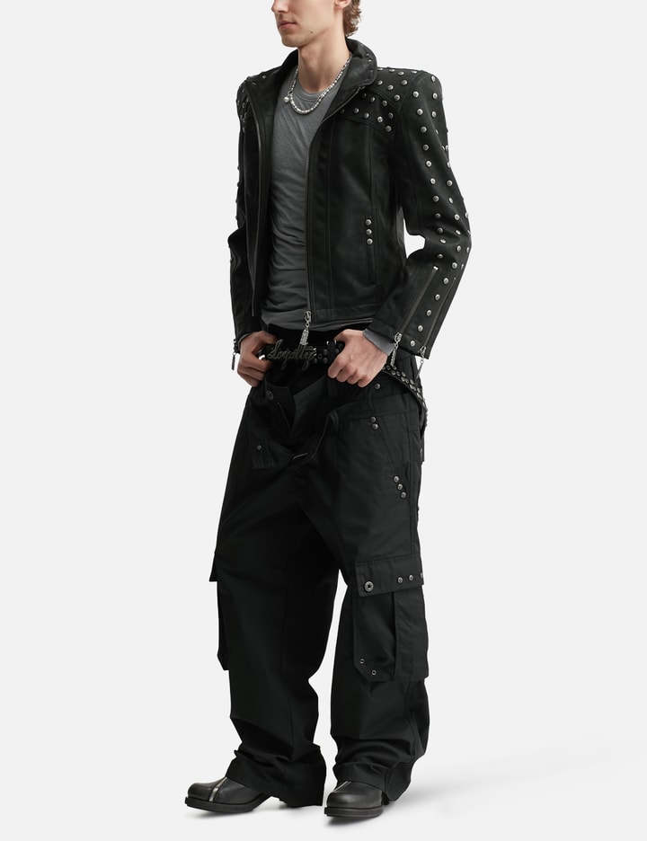 Thought We Friends Chan Studded PU Leather Jacket With Shoulder Pads