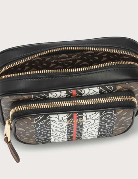Burberry Bum Bag Monogram Stripe Medium Brown in E-Canvas/Leather