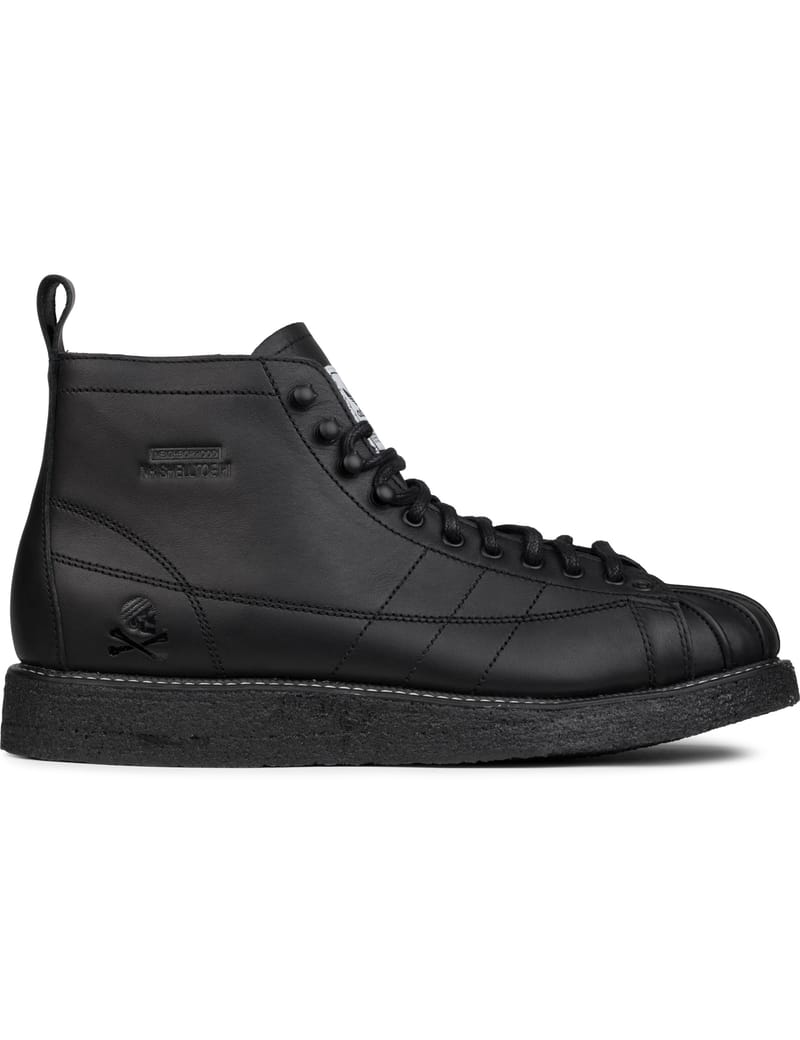 all black high top shell toes