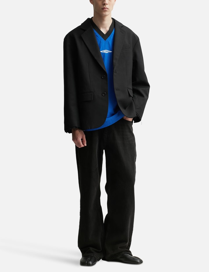 Black Wool Gabardine Oversized Demolished Blazer Placeholder Image