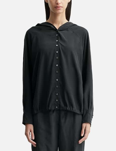 anggae Washed Hooded Button-up Shirt