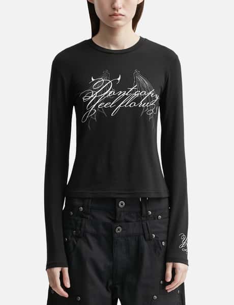 YEEL Wing Lettering Long Sleeve Top Black