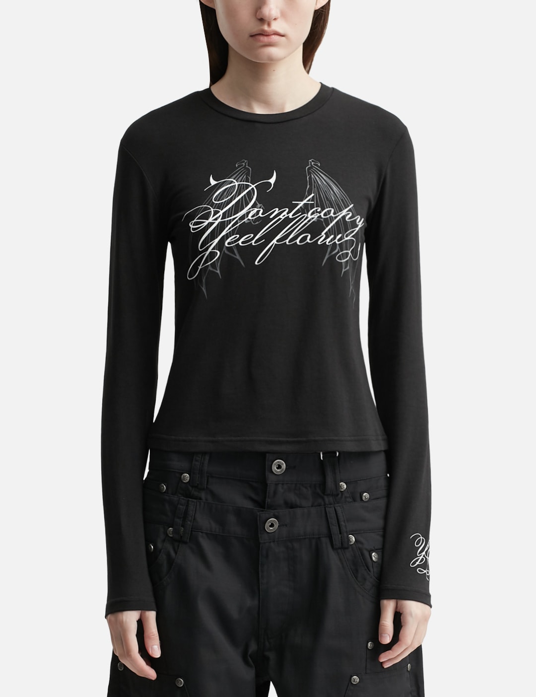 Wing Lettering Long Sleeve Top Black view 13