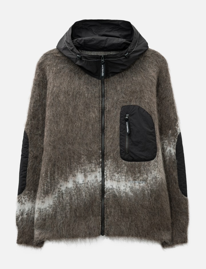and wander Jacquard Shaggy Knit F/Z Hoodie