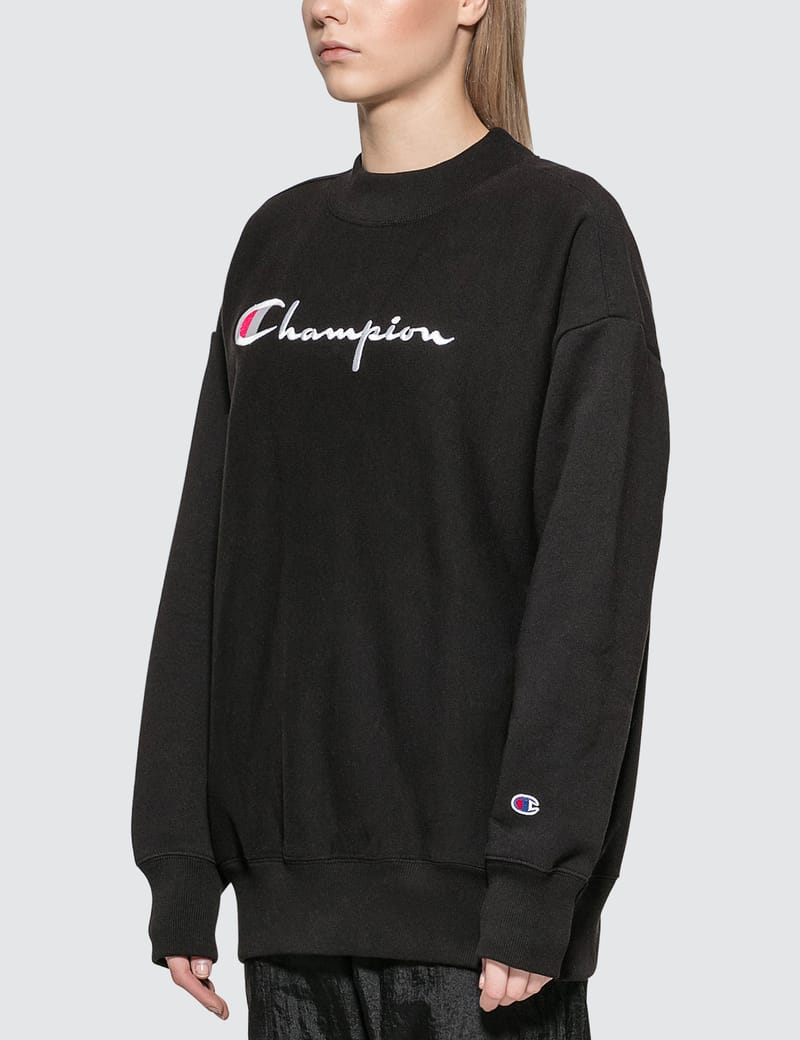 champion reverse weave oversized logo crewneck sweatshirt