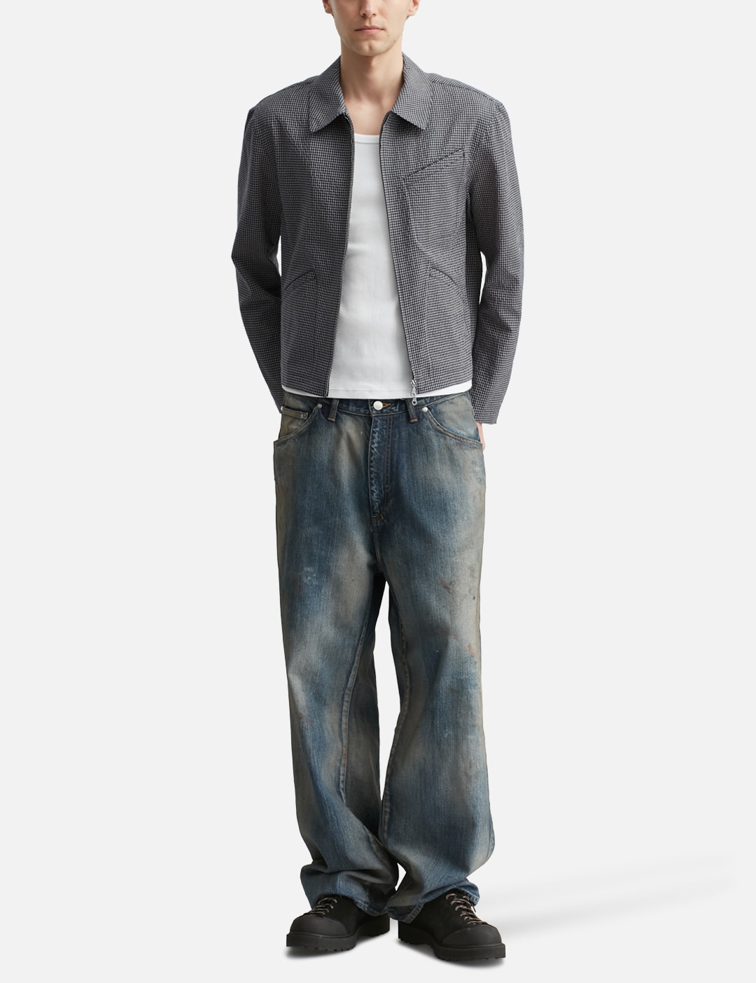 Micro Check Shirt Zip-Up view 15
