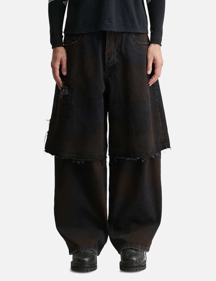 Layered Black Denim Trousers Placeholder Image