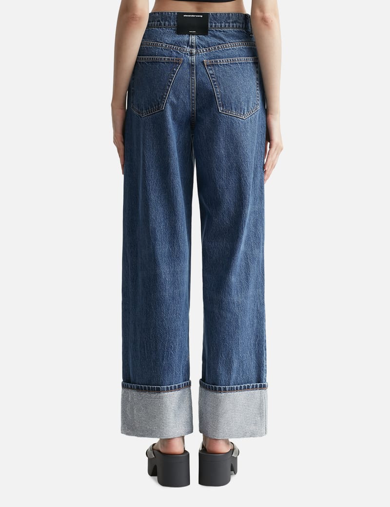 Alexander Wang Blue Crystal Cuff Straight Jeans