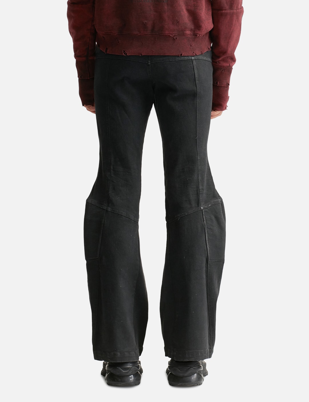 Padded Flared Black Denim Pants view 19