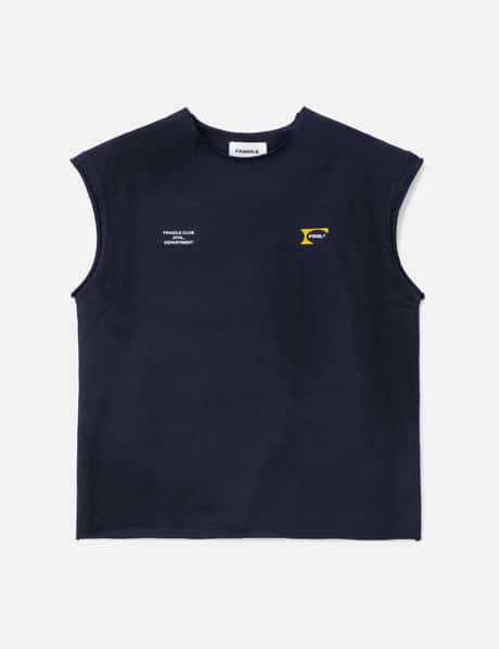 FRAGILE CLUB Navy Muscle Tank Top
