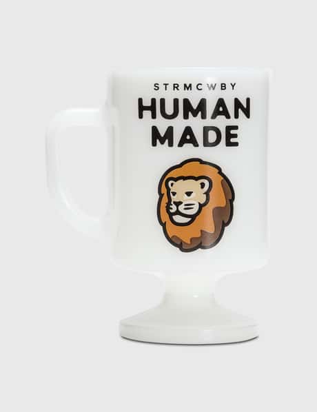 Human Made LION  MILK GLASS PEDESTAL MUG