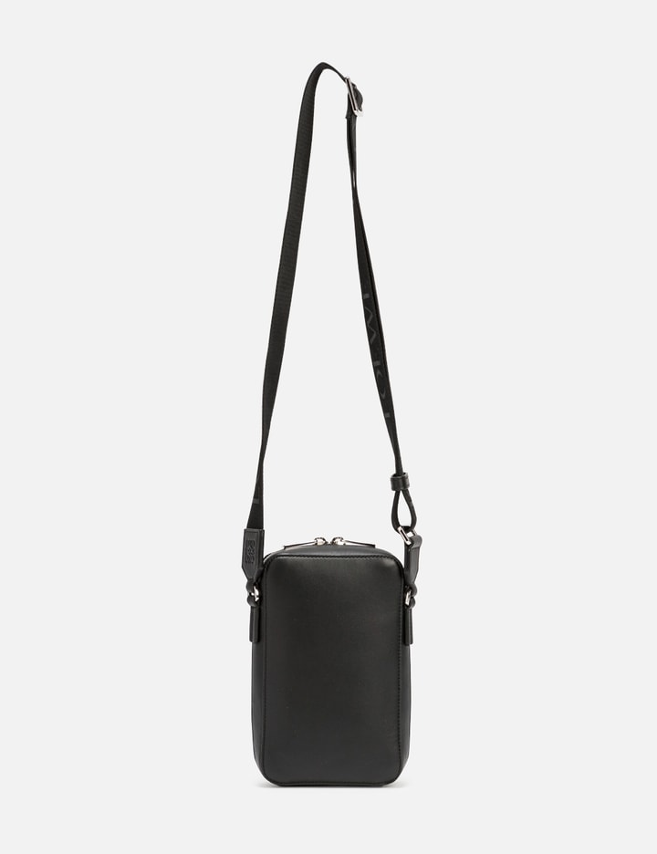 Leather Vertical Crossbody Bag in Black