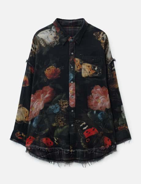 R13 Reversible Shredded Seam Drop Neck Shirt