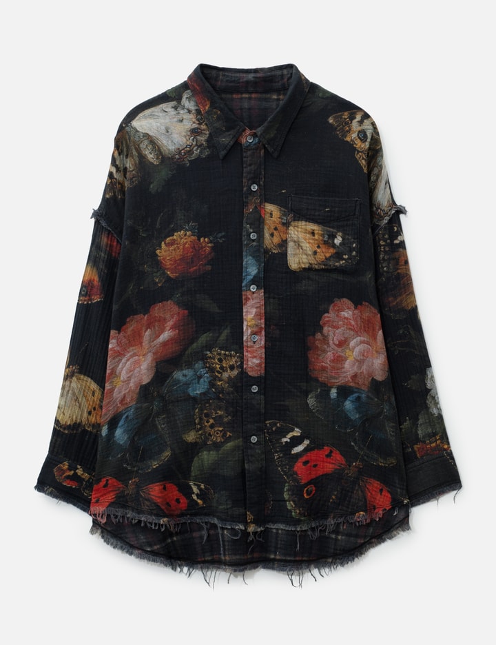 R13 Reversible Shredded Seam Drop Neck Shirt