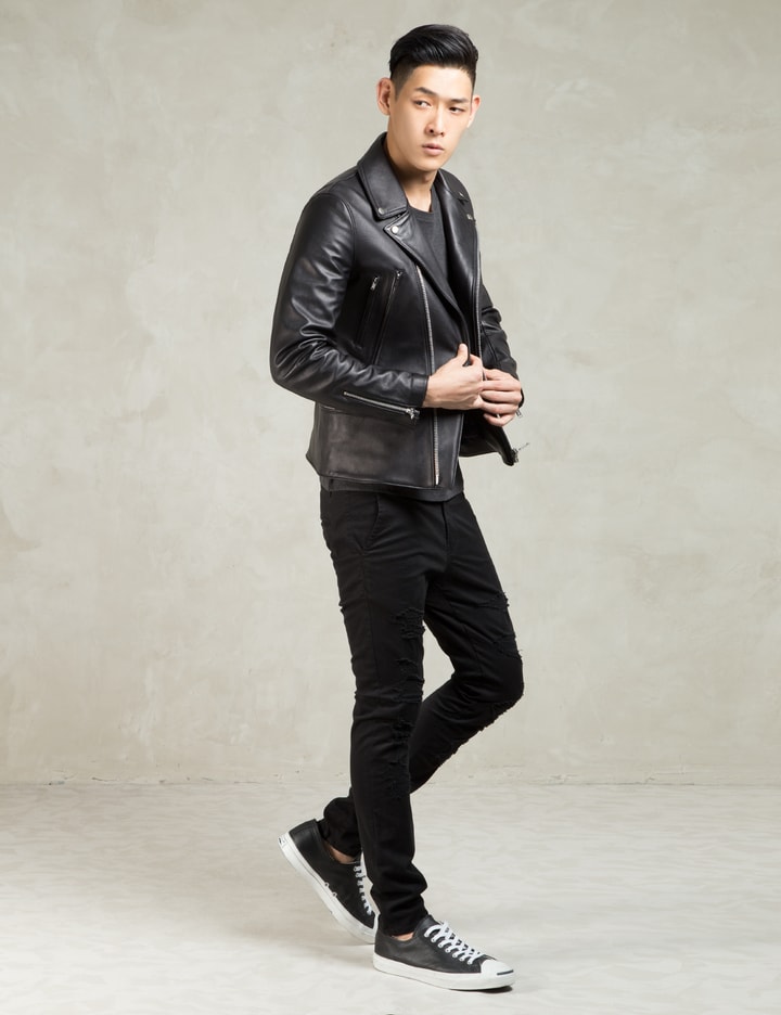 Black Lamb Leather Motorcycle Jacket Placeholder Image