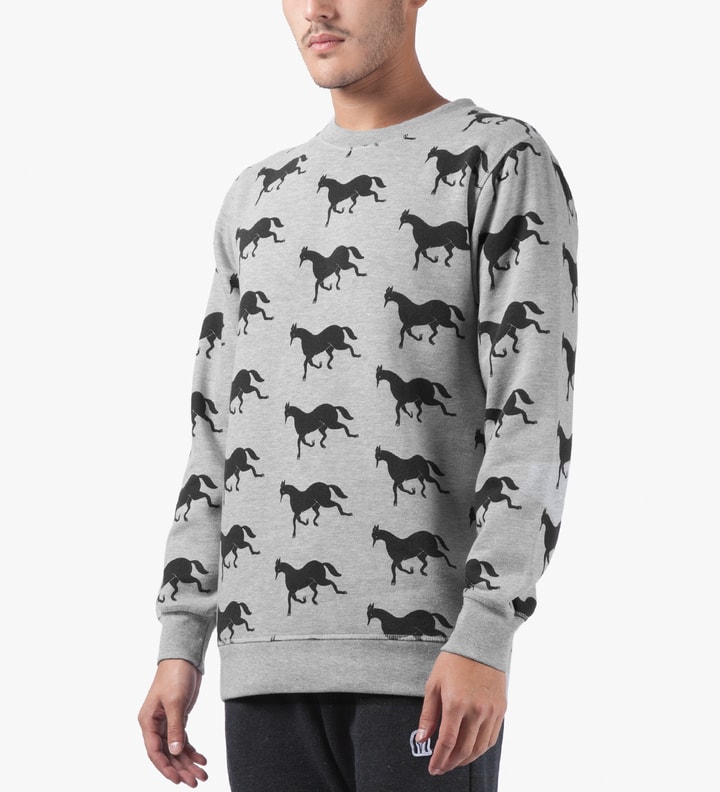 Heather Grey Downhill Horse Crewneck Sweater Placeholder Image