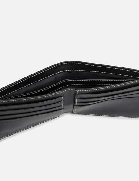 Check Leather Bifold Wallet in Black - Men