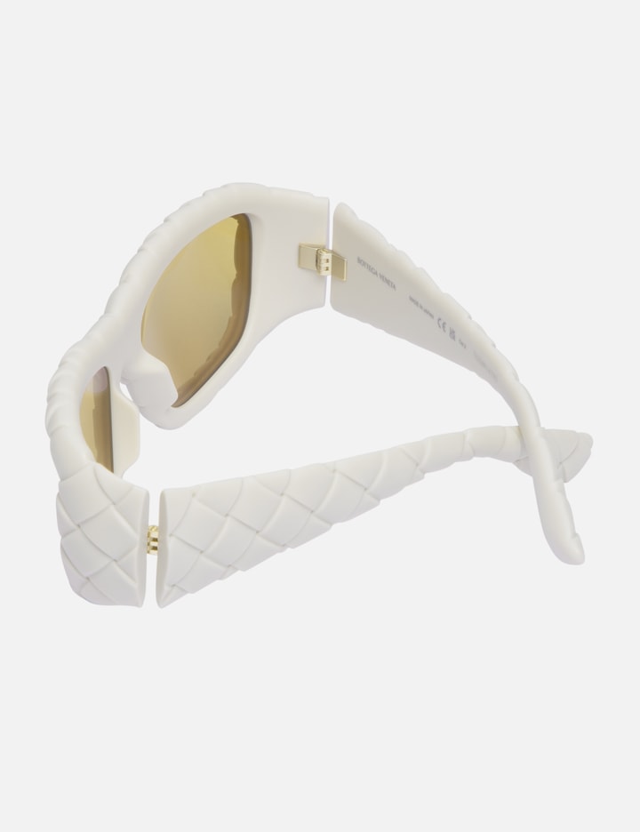 Shop Bottega Veneta Intrecciato Rectangular Sunglasses In White