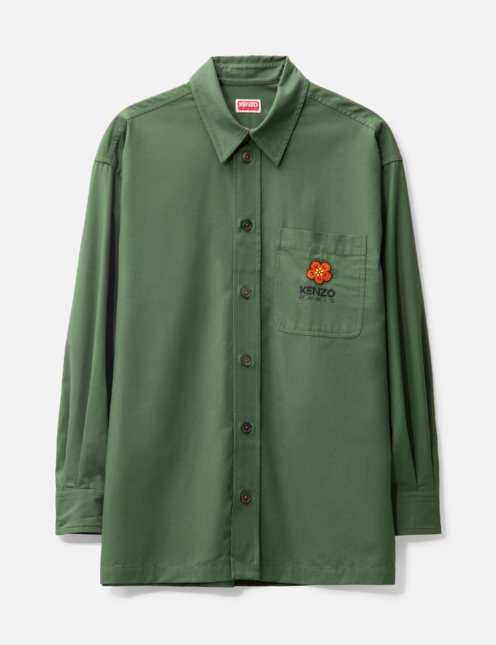 Kenzo Oversized Boke Flower Embroidered Shirt In Green