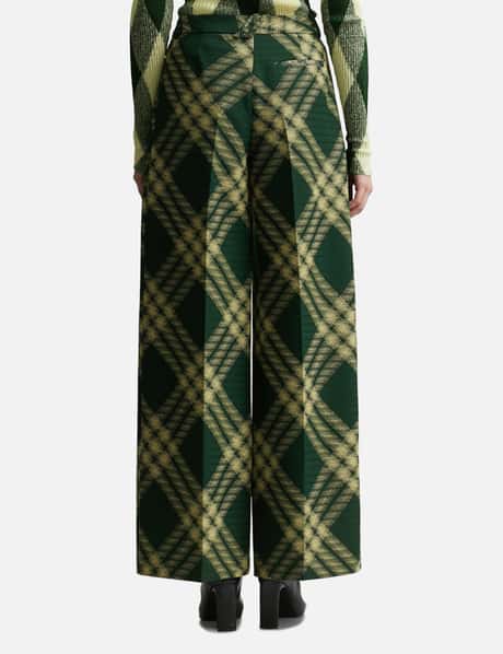 Burberry Pleated Check Wool Trousers HBX