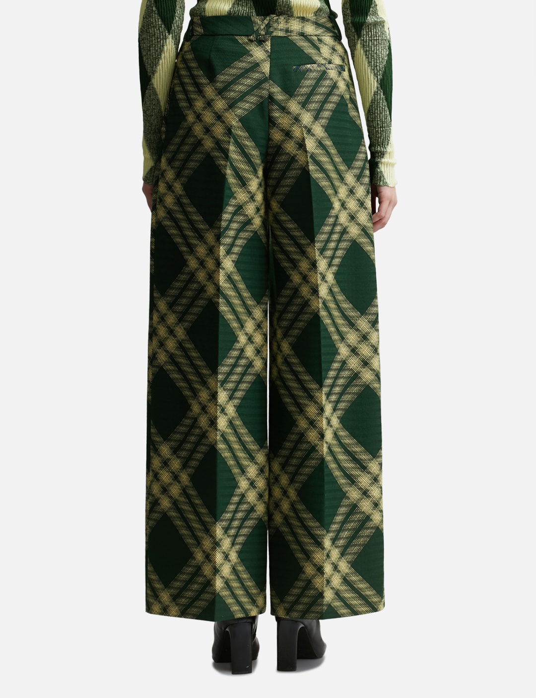 Pleated Check Wool Trousers view 10
