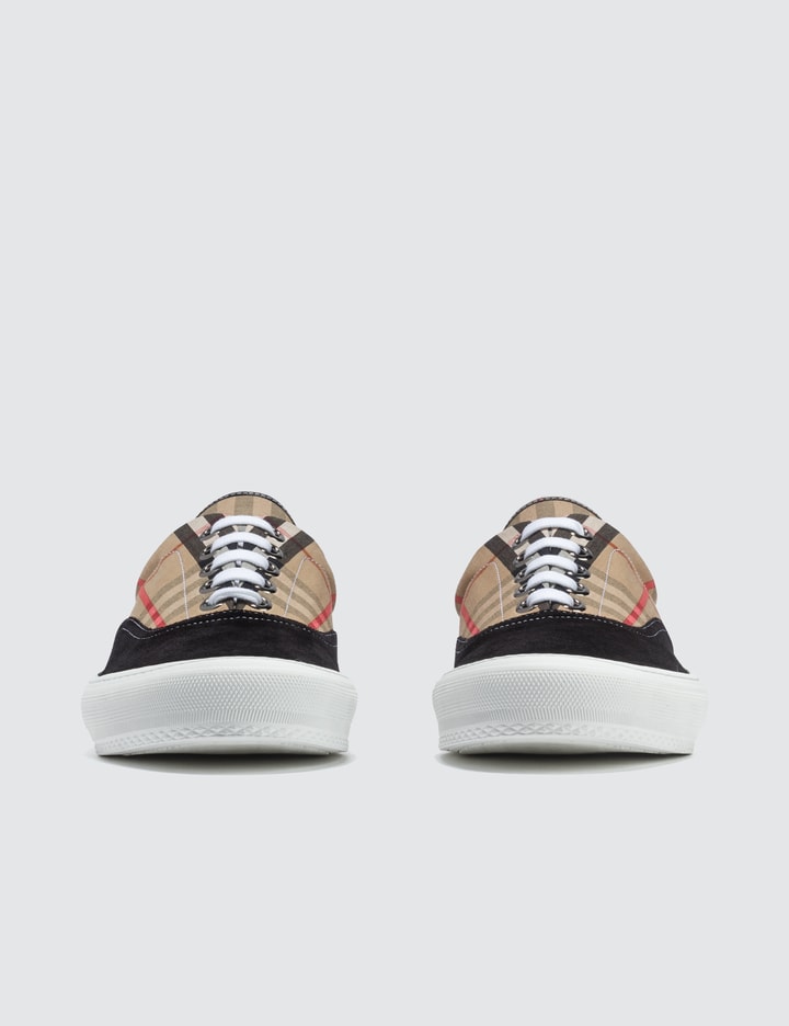Vintage Check Cotton and Suede Sneakers Placeholder Image