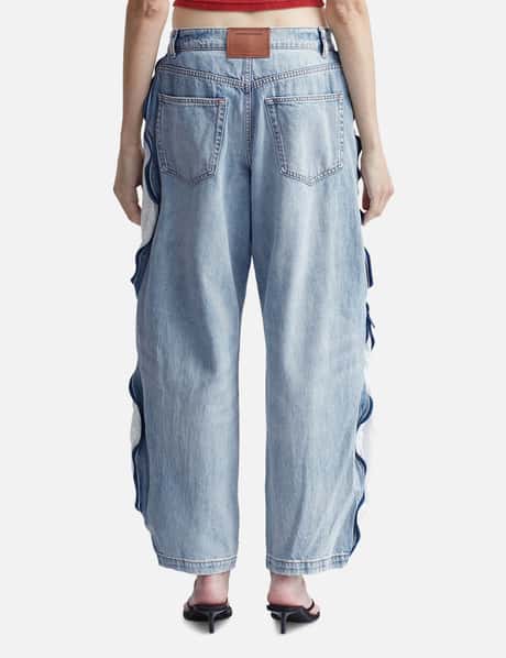 Bleach Blue Denim And Mesh Zipper Pants view 15