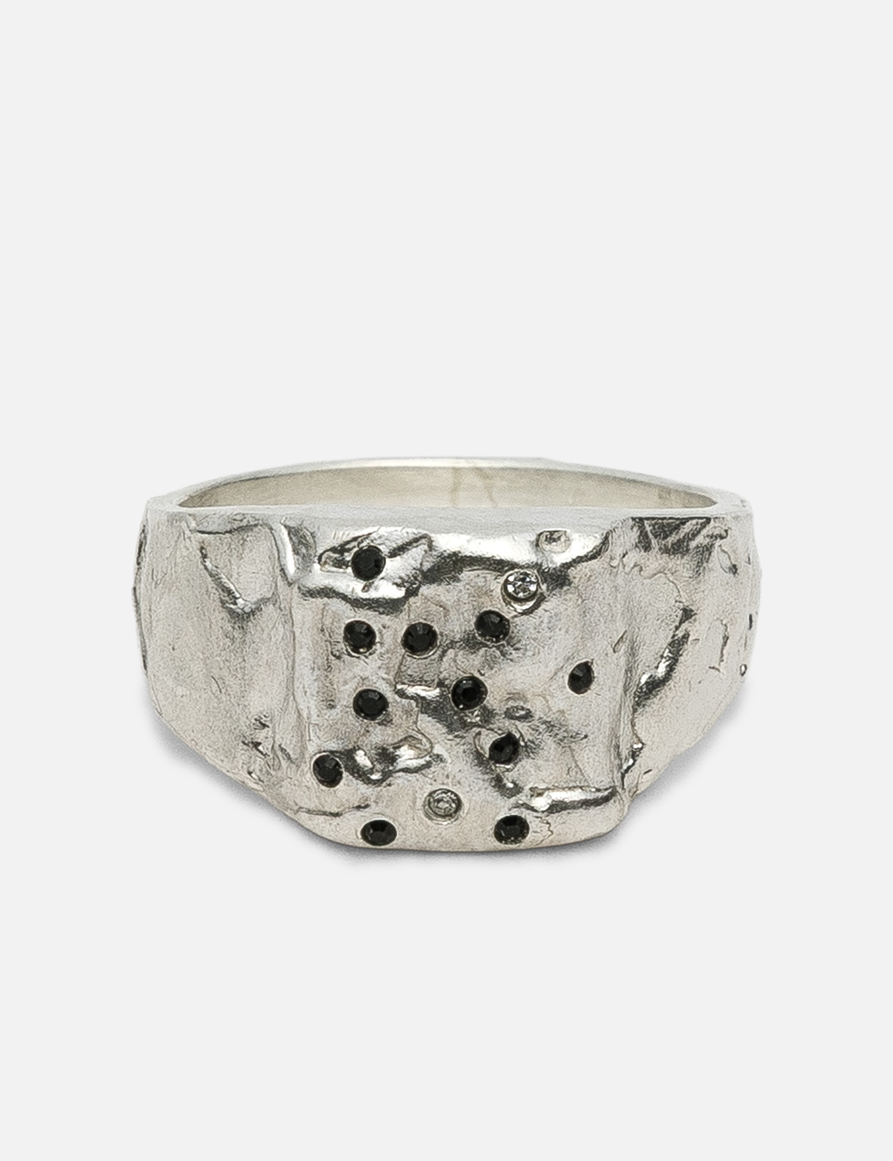 Matte Pinky Ring With Black Swarovski view 10