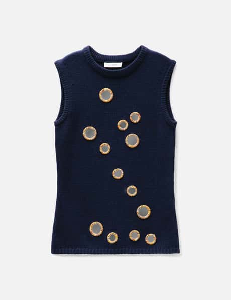 JW Anderson: Black Embroidered Tank Top