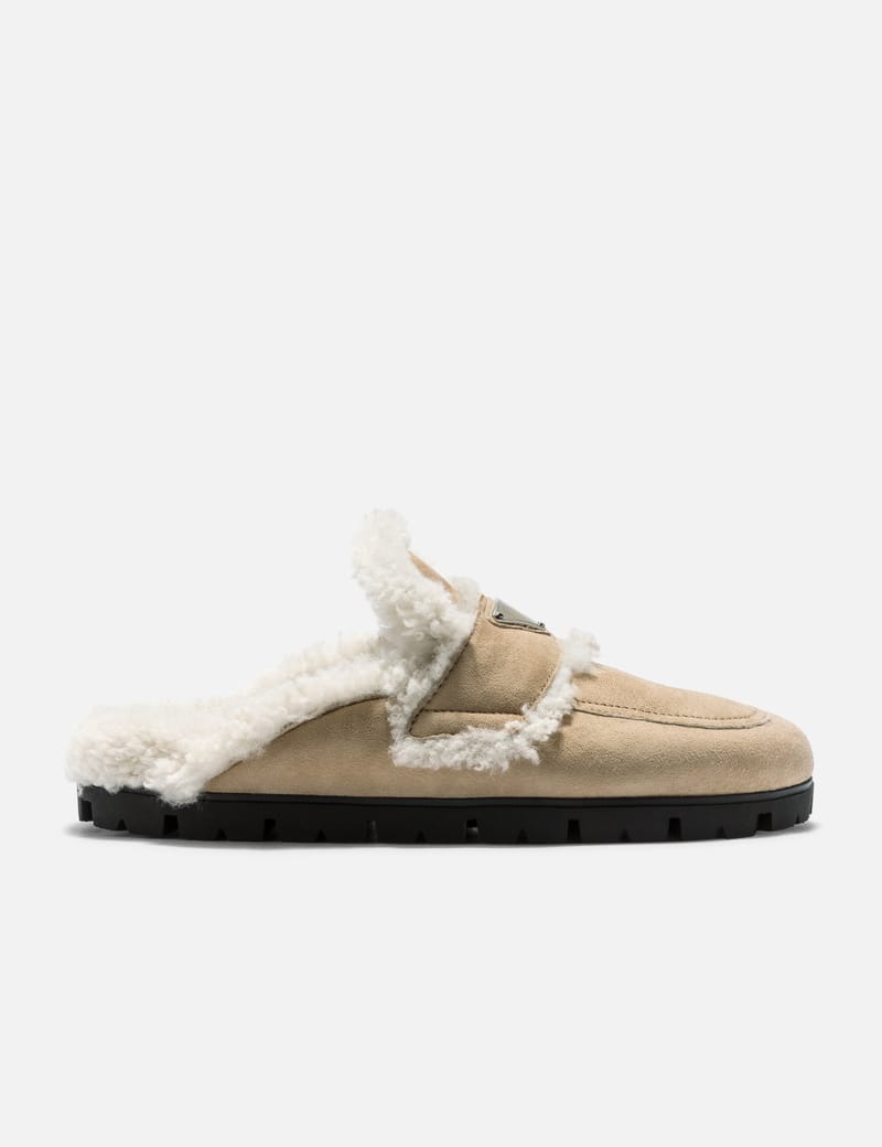 Prada - SHEARLING SLIPPERS | HBX - Globally Curated Fashion and Lifestyle  by Hypebeast