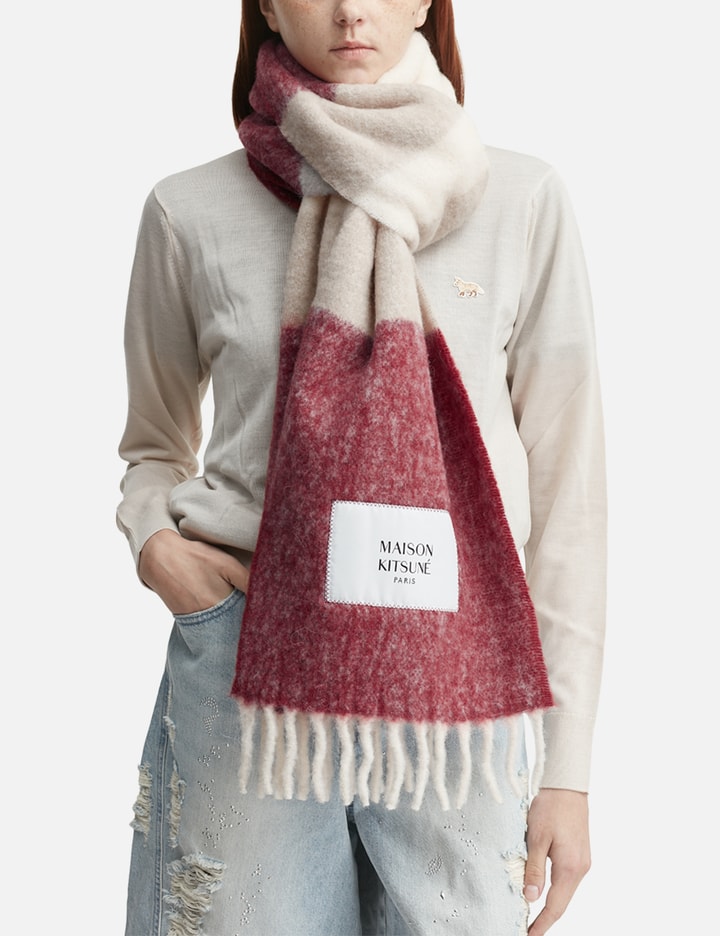 Maison Kitsuné Alpaca Striped Scarf In Red