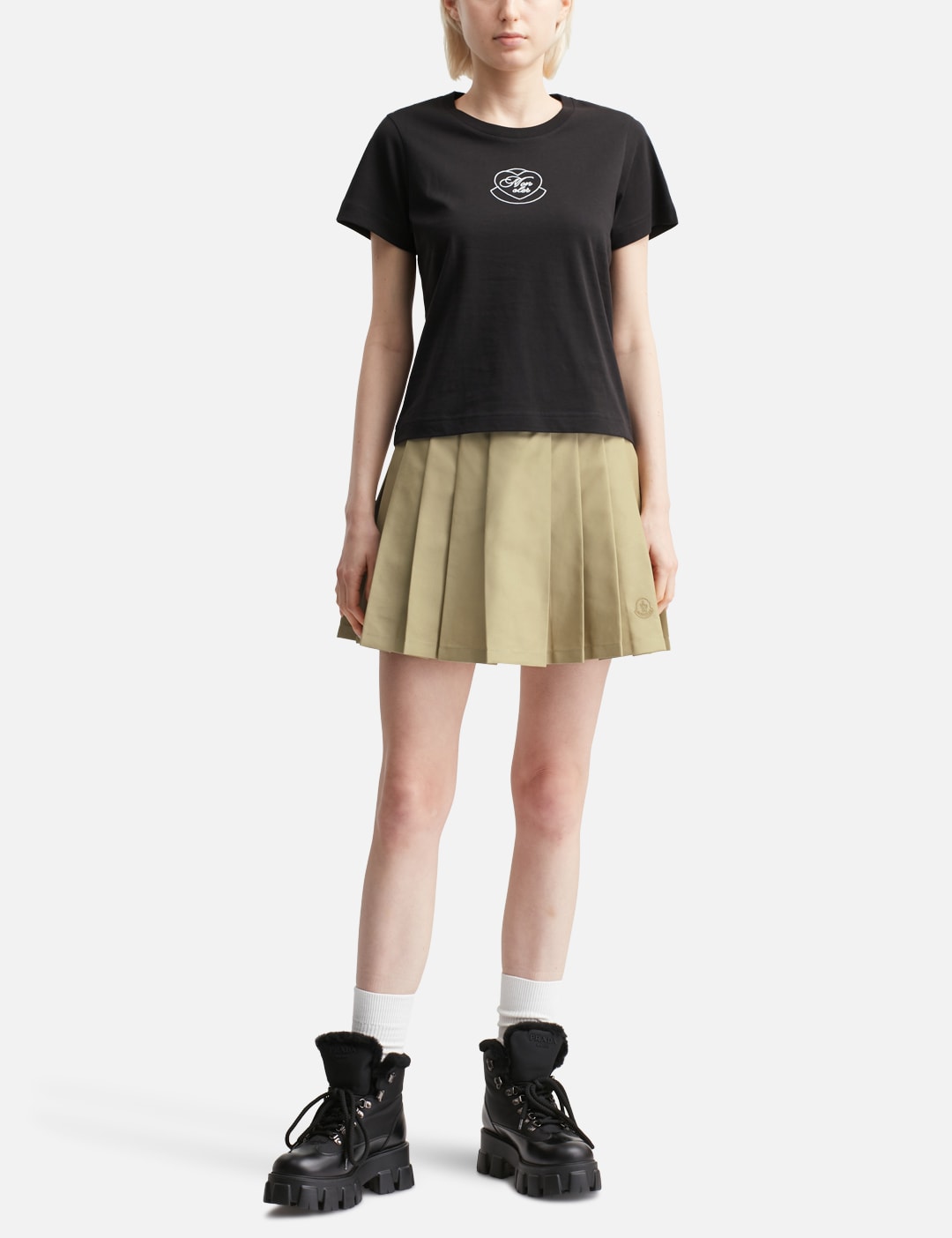 Pleated Cotton Blend Mini Skirt view 12
