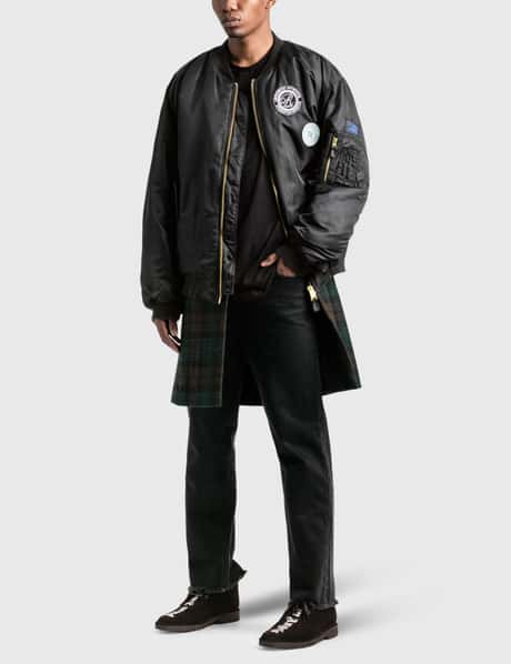 Raf Simons - Nylon Patched Bomber Jacket With Wool Elongation 