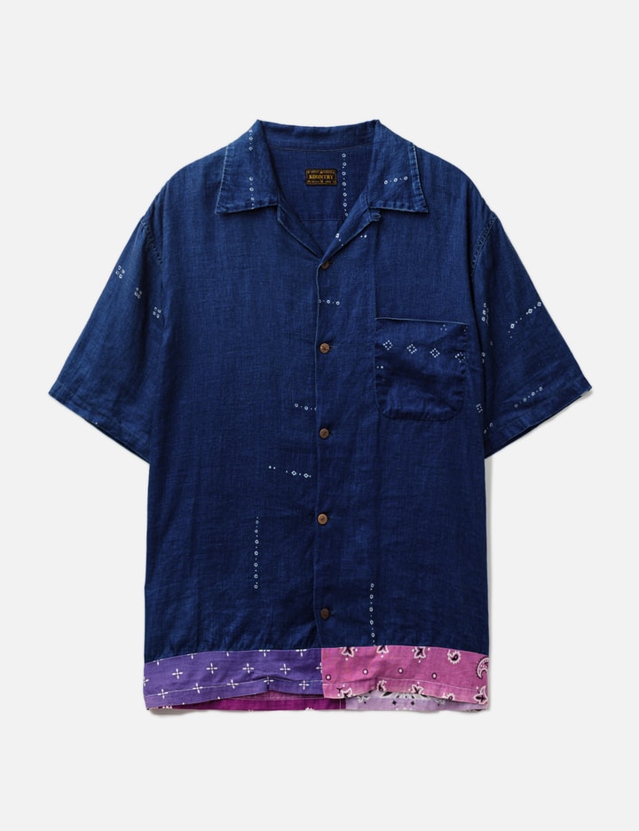 French Cross Linen Bandana Discharge Printing PT Remade Aloha Shirt Placeholder Image