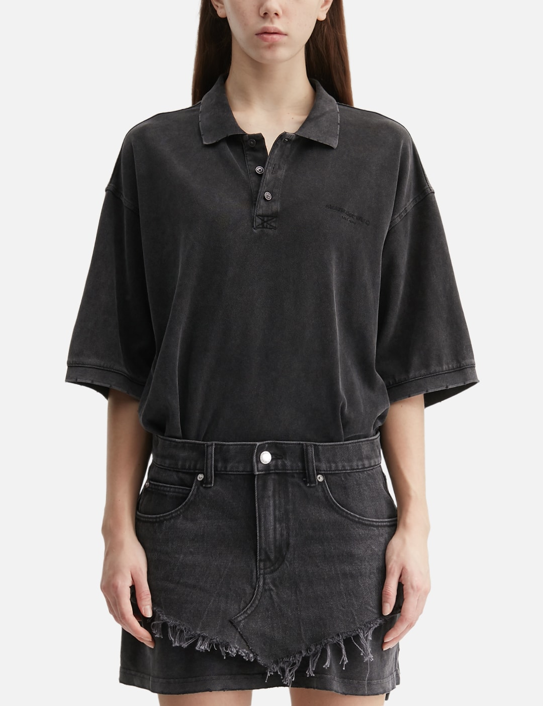 Layered Polo Mini Dress With Reconstructed Denim Skirt view 11