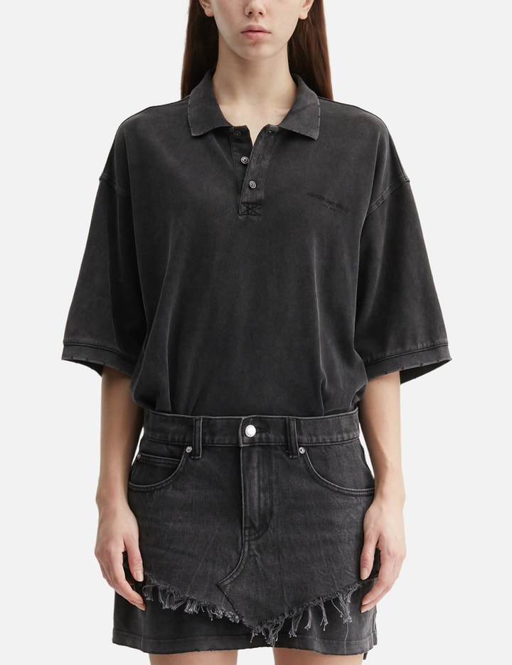 Layered Polo Mini Dress With Reconstructed Denim Skirt view 3