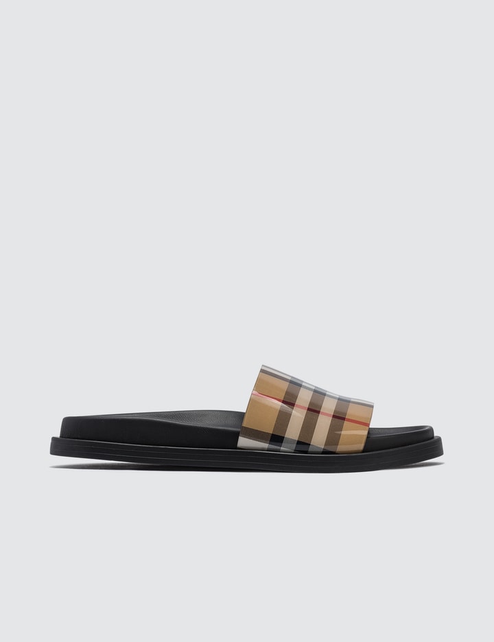 Vintage Check and Leather Slides Placeholder Image