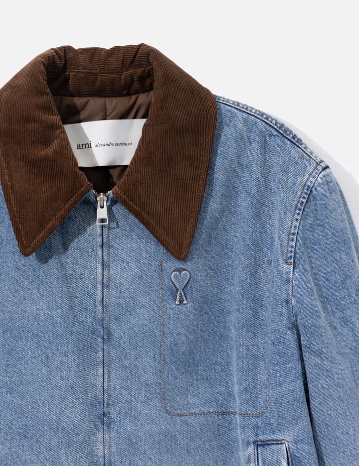 Ami Ami Paris Ami De Coeur Corduroy-Trimmed Denim Jacket