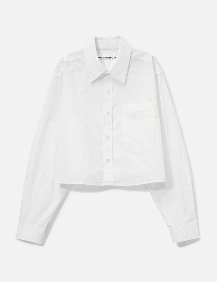 Embroidered Logo Cropped Shirt